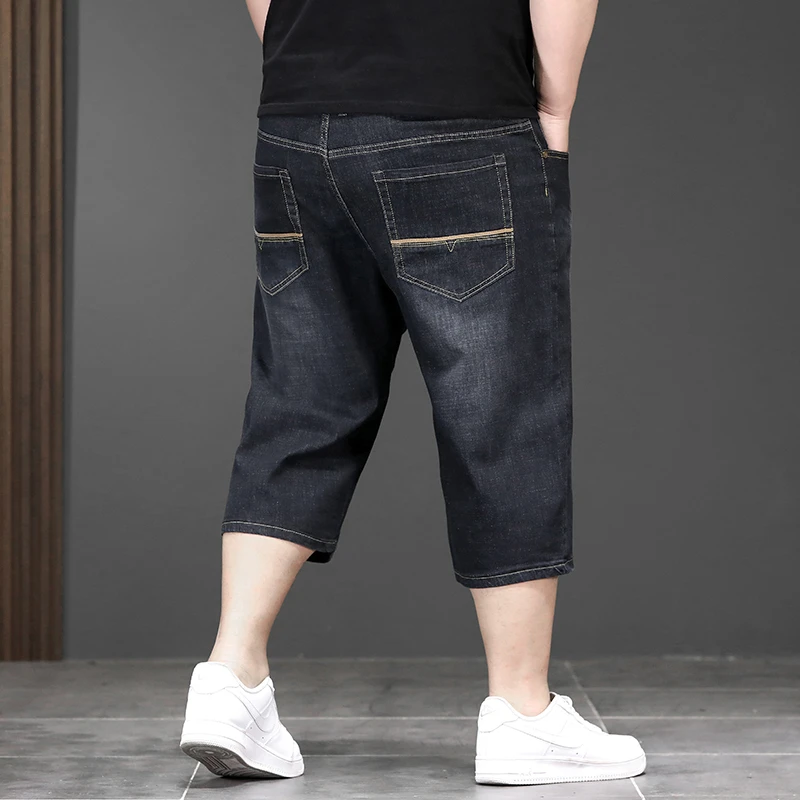 New Large Size 7 Point Length Denim Jeans For Men Chubby Handsome Enlarged 5XL 6XL 7XL Casual Denim Short Pants For Male