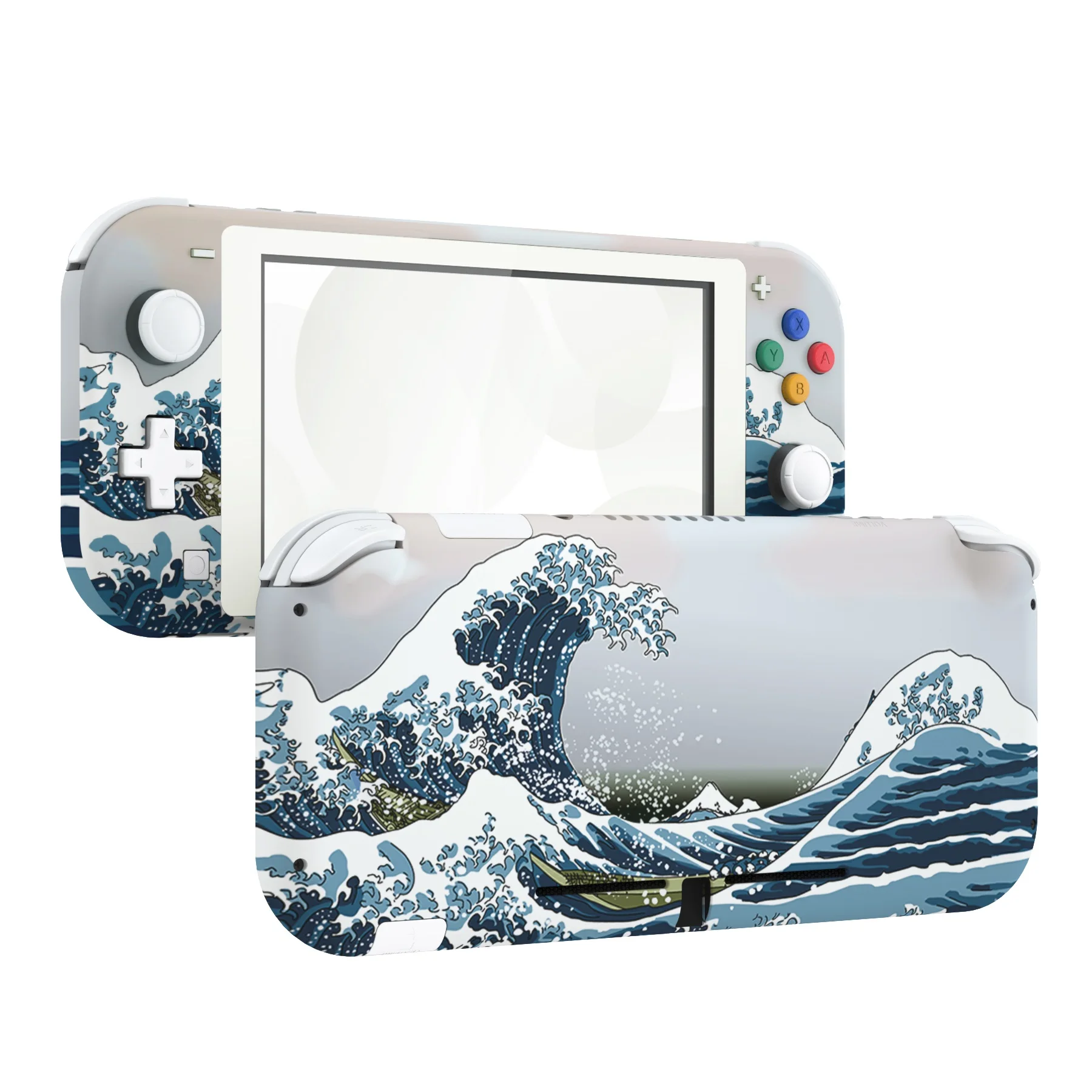 

eXtremeRate Soft Touch DIY Custom Replacement Housing Shell with Screen Protector for Ns Switch Lite - The Great Wave