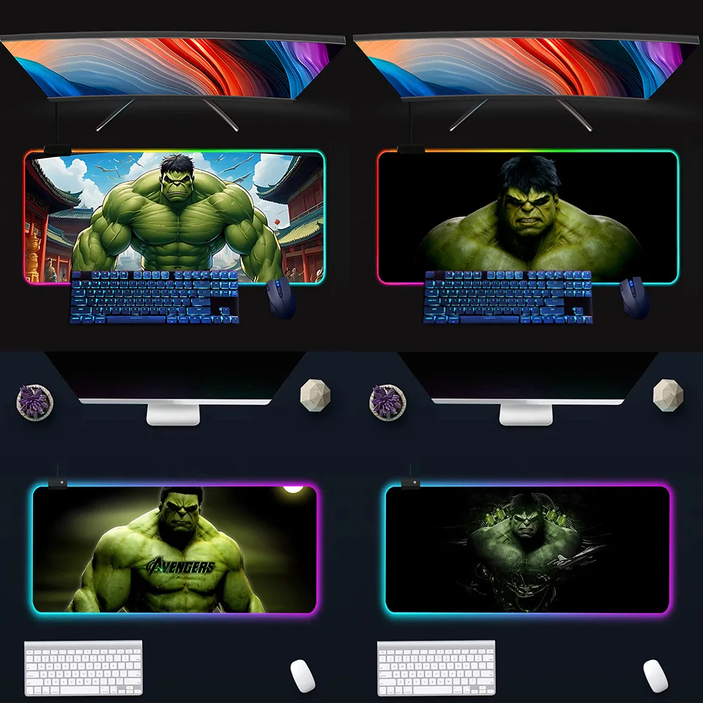 Marvel Hulk RGB Pc Gamer Keyboard Mouse Pad Mousepad LED Glowing Mouse Mats Rubber Gaming Computer Mausepad