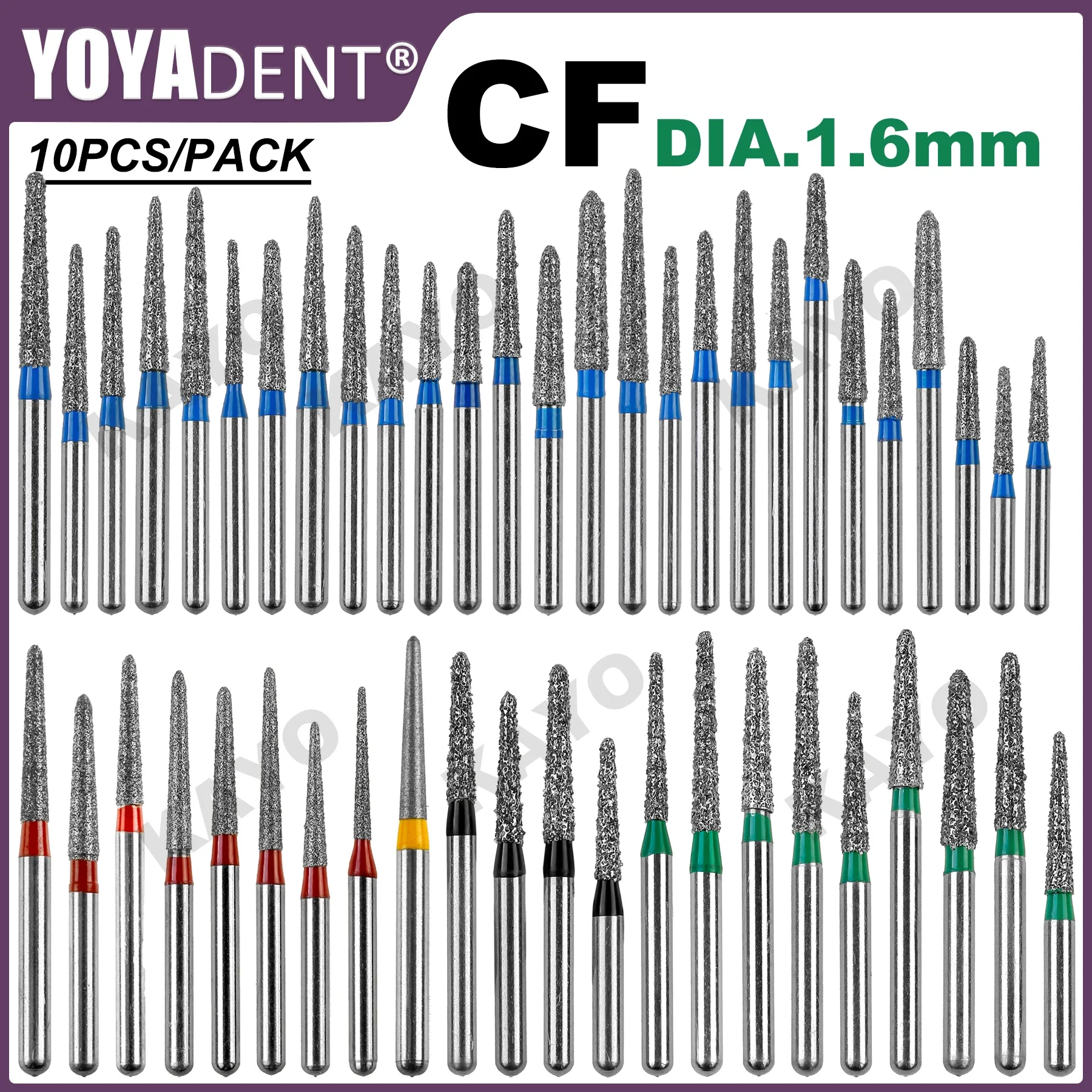 

CF Type Dental Diamond Burs Dentistry Drills Polishing Teeth Stainless Steel fit High Speed Handpiece FG Dia.1.6mm 10Pcs/Pack