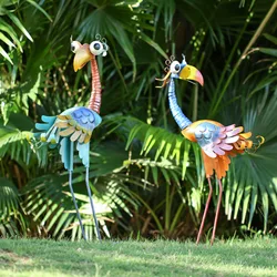 1pc, 31.2 Inch Metal Garden Bird statues ,Yard statue,Outside statues for yard, Iron cartoon toucan sculpture,  Handmade art pai