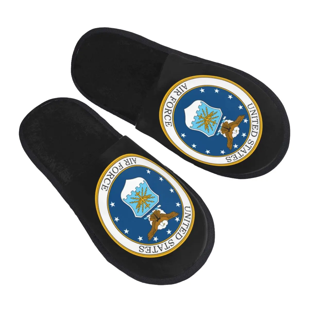 Custom United States Air Force Guest Slippers for Bathroom Women USA America Military Emblem House Slipper