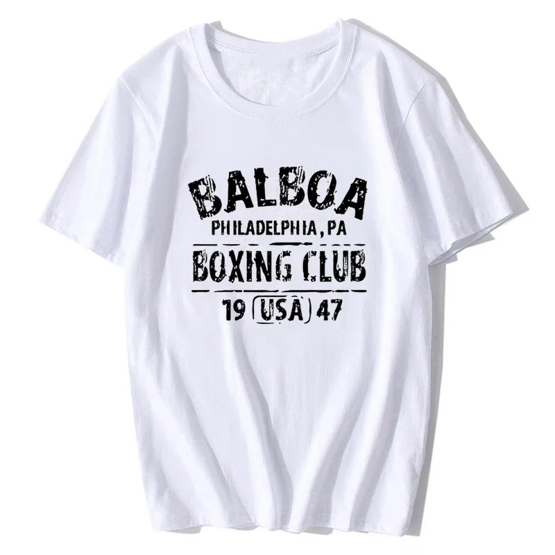 Rocky Balboa Boxing Club Philadelphia PA T-shirt Men Summer Cotton Short Sleeve Tops Tee Shirt Tshirt Casual heavyweight 2024