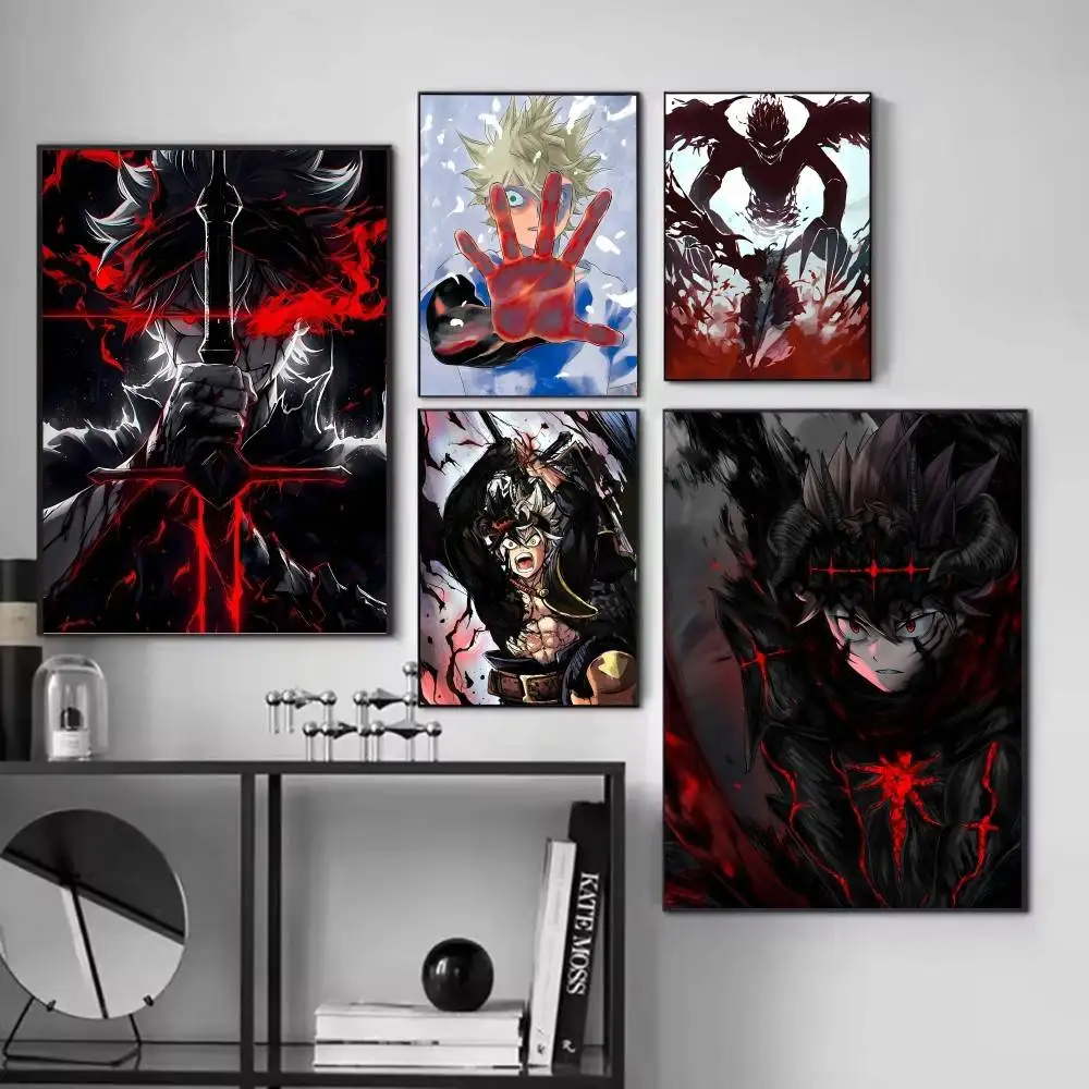 Japanese Anime B-Black C-Clover Asta Demon Posters Fancy Wall Sticker for Living Room Bar Decoration Wall Decor