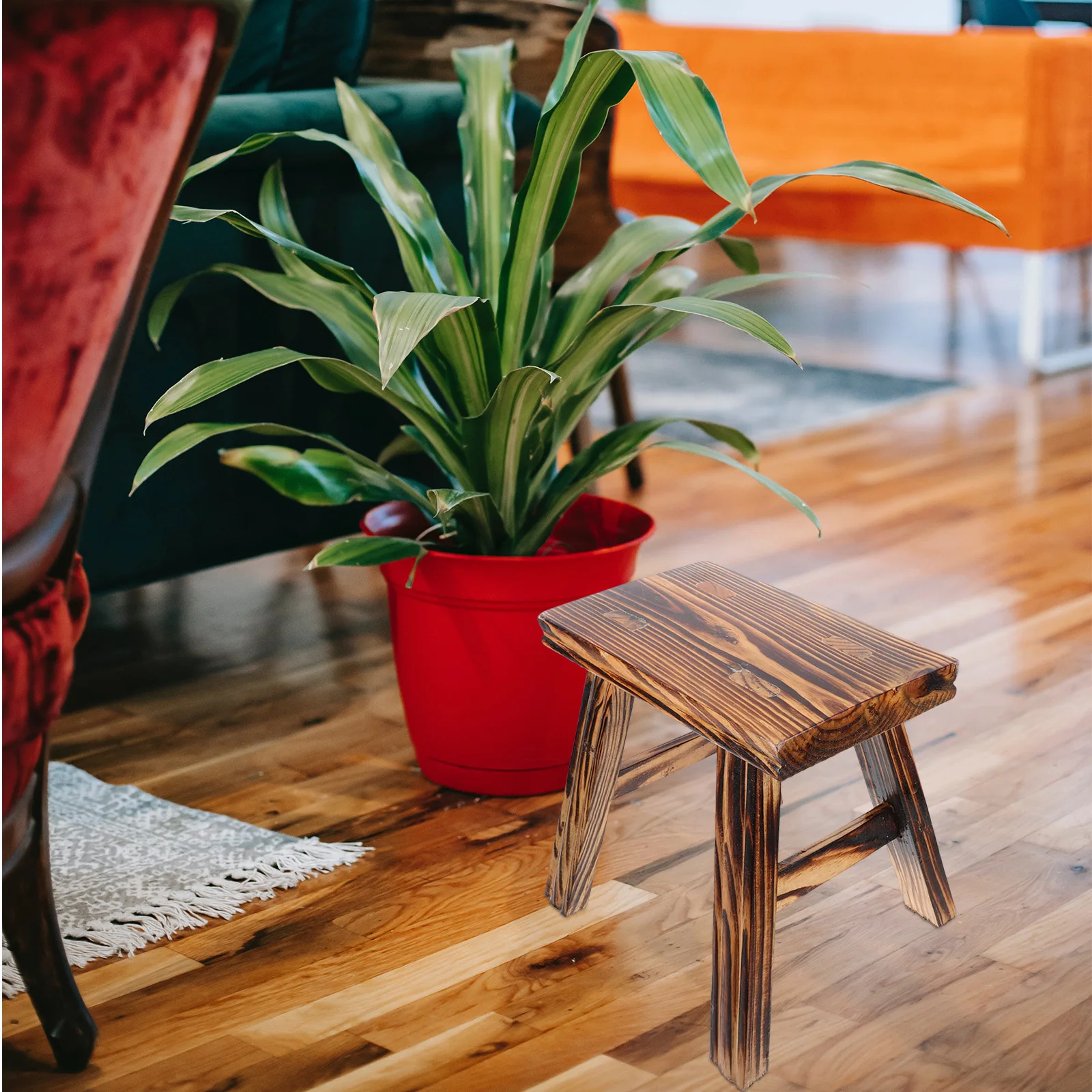 

Smooth Wooden Stool Stable End Table for Indoor Home Decor Shoe Changing Use