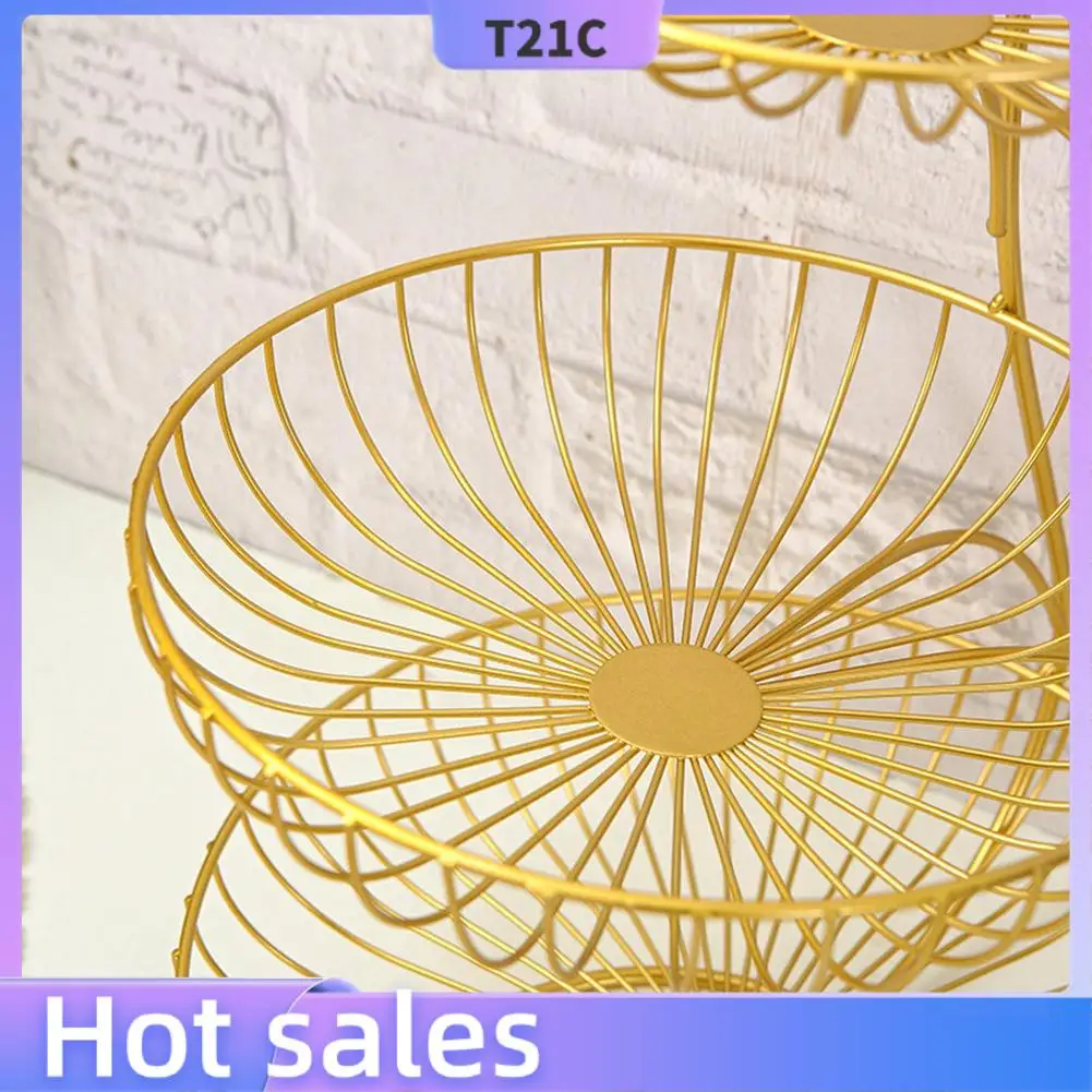

T21C Metal Wire Fruit Bowl Basket Storage Holder Stand Kitchen Vegetable Rack Storage Stand Produce Serving Tray Organizer