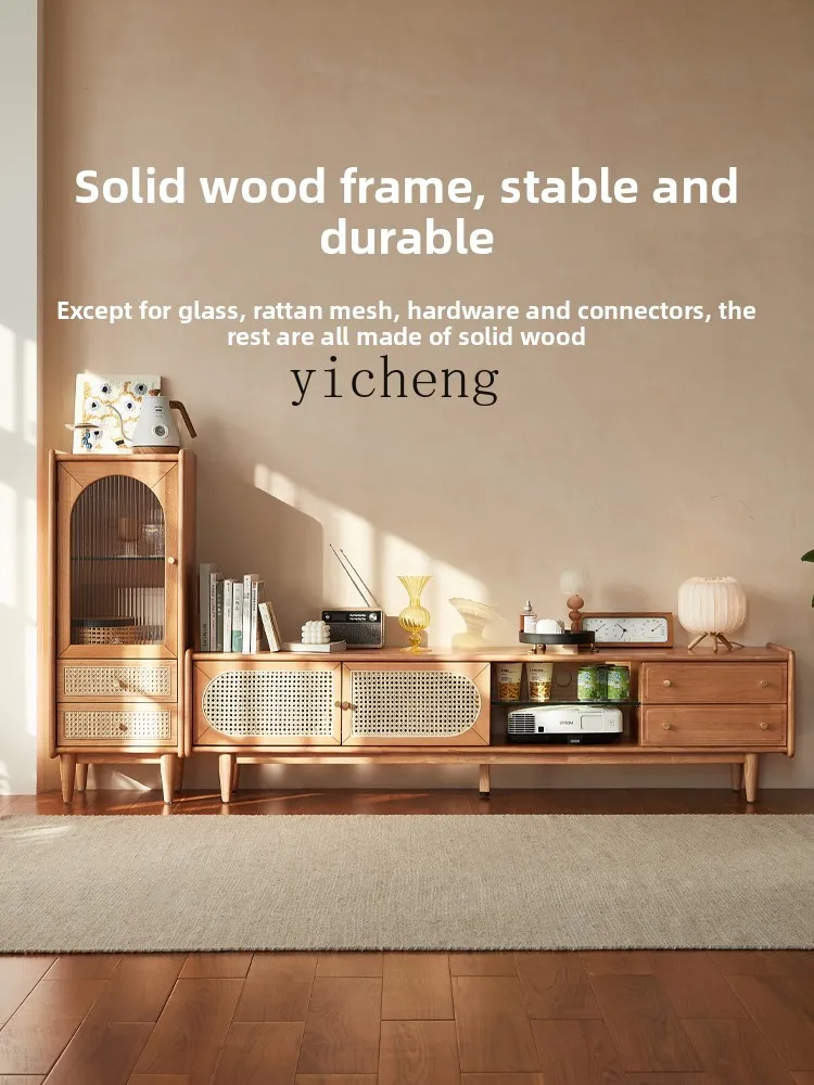 

LX Home Solid Wood Coffee Table TV Cabinet Living Room Household Natural Wood Style Small Apartment