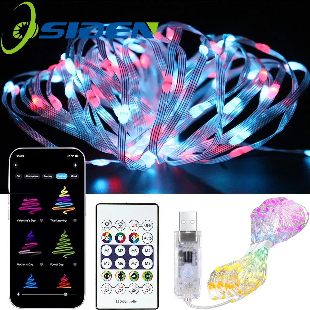 

RGBIC Smart String Lights USB Powered Intelligent LED Fairy Lights With APP Control Remote For Indoor/Outdoor Festive Decoration