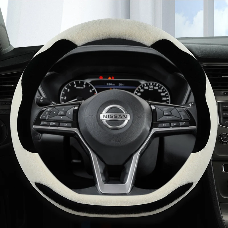 Winter Plush D Shape Car Steering Wheel Cover For Nissan X-Trail Qashqai March Serena Micra Kicks 2017-2019 Altima Teana 2019