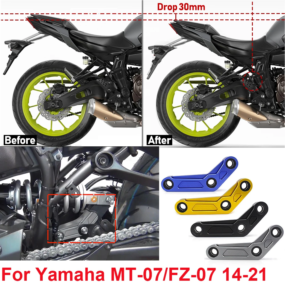 

Height Adapter Adjustable Lowering Link Kit 30mm Linkage Drop Kit for Yamaha MT FZ 07 FZ-07 2014-2021 19 2020 MT-07 FZ07 MT07