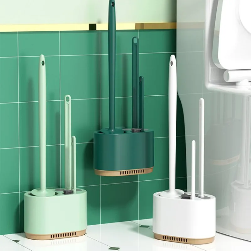 No Drilling Required Toilet Brush Set for Bathroom