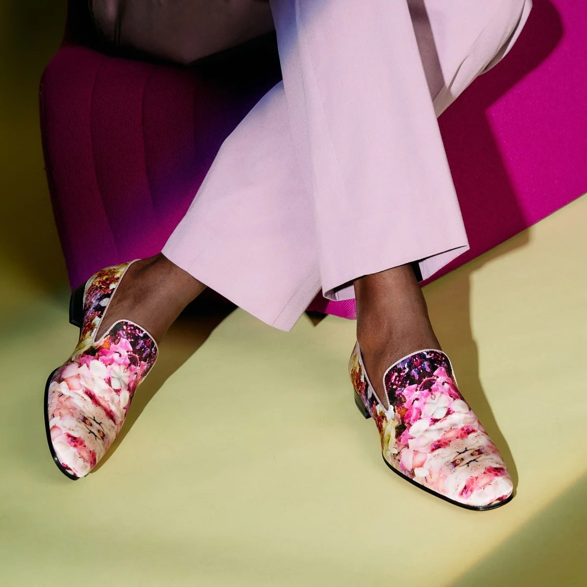 Loafers Colorful Printed Pattern Leather Men's Single Shoes Small Square Toe Slip On Chaussures 39-50 Large Size Chunky Low Heel