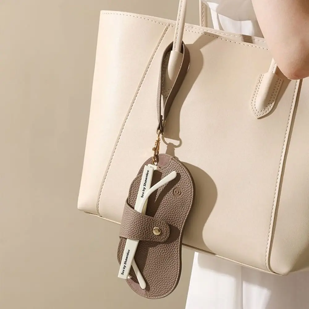 Bolsa de óculos de sol de couro pu, bolsa protetora de óculos com cordão pingente, bolsa de armazenamento portátil estilo coreano