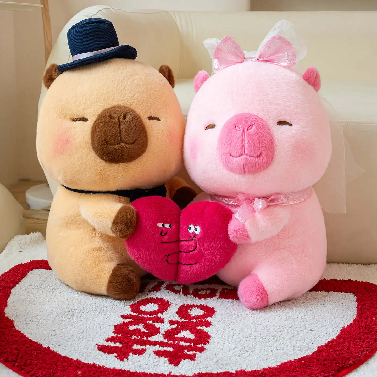 

Hot 55cm Couple Capybara Wedding Doll Soft Stuffed Animals Plush Toys Partner Bride & Groom Best Decor for Girls Lovers Gifts