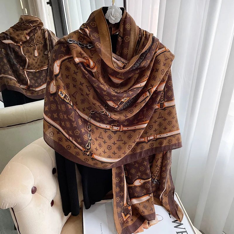 Brand designer imitation silk scarf women's square scarf head scarf long shawl scarf spring and summer scarf beach shawl luxury