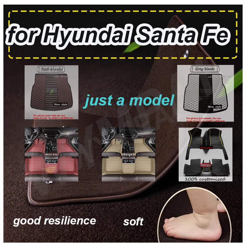 

LUXURY Car Floor Mats For Hyundai Santa Fe TM 2013~2018 5seat Waterproof Pads Car Mat Covers Floors Alfombra Para Auto
