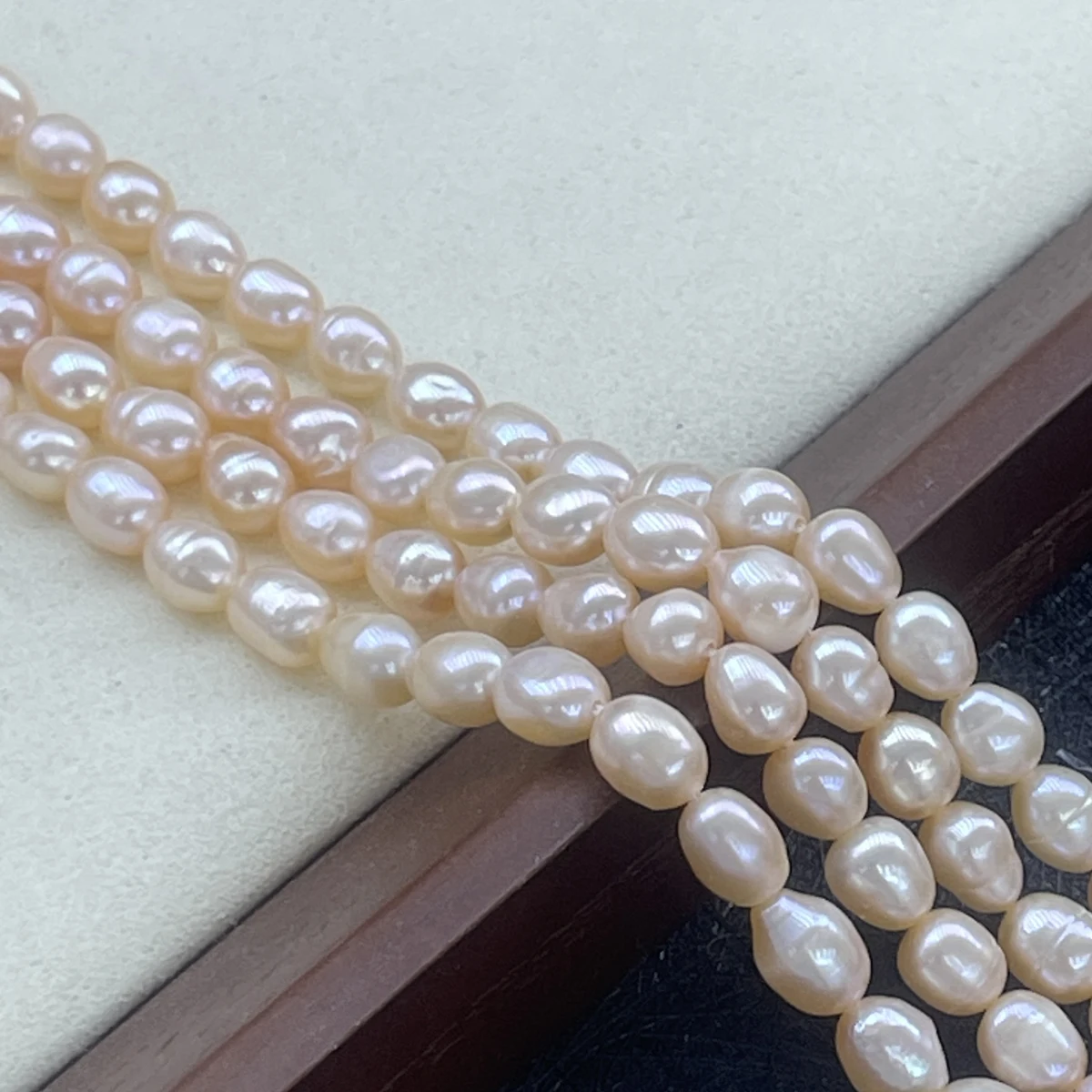

Natural Freshwater Pearl White Smooth Rice Purple 5-6mm AA Orange Bead Jewelry Make DIY Necklace Bracelet Women Wedding Gift