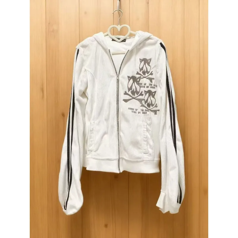 

Y2k Tops Japanese Jackets Women's Clothing Skull Embroidery Fashion Sweatshirts Casual Zipper Hooded Subculture Coat Ropa Mujer