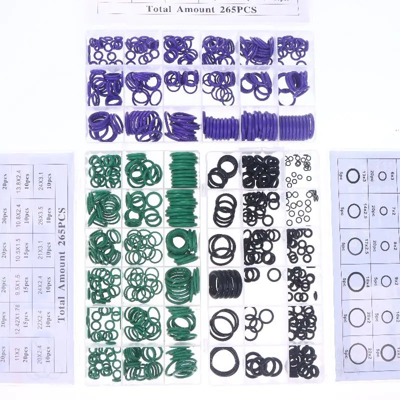 

225/265Pcs Sealing Elastic Band Rubber O Ring Set Gaskets Seal Nitrile Rubber Bands High Pressure O-Rings Repair Kit