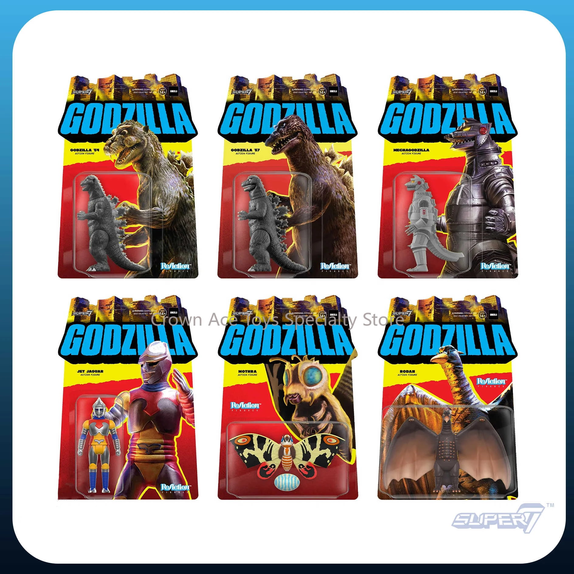 In Stock Super7 TOHO Godzilla Mechagodzilla Mothra Rodan Jet Jaguar Hanging Card 3.75in Anime Figures Collectible Desktop Toys