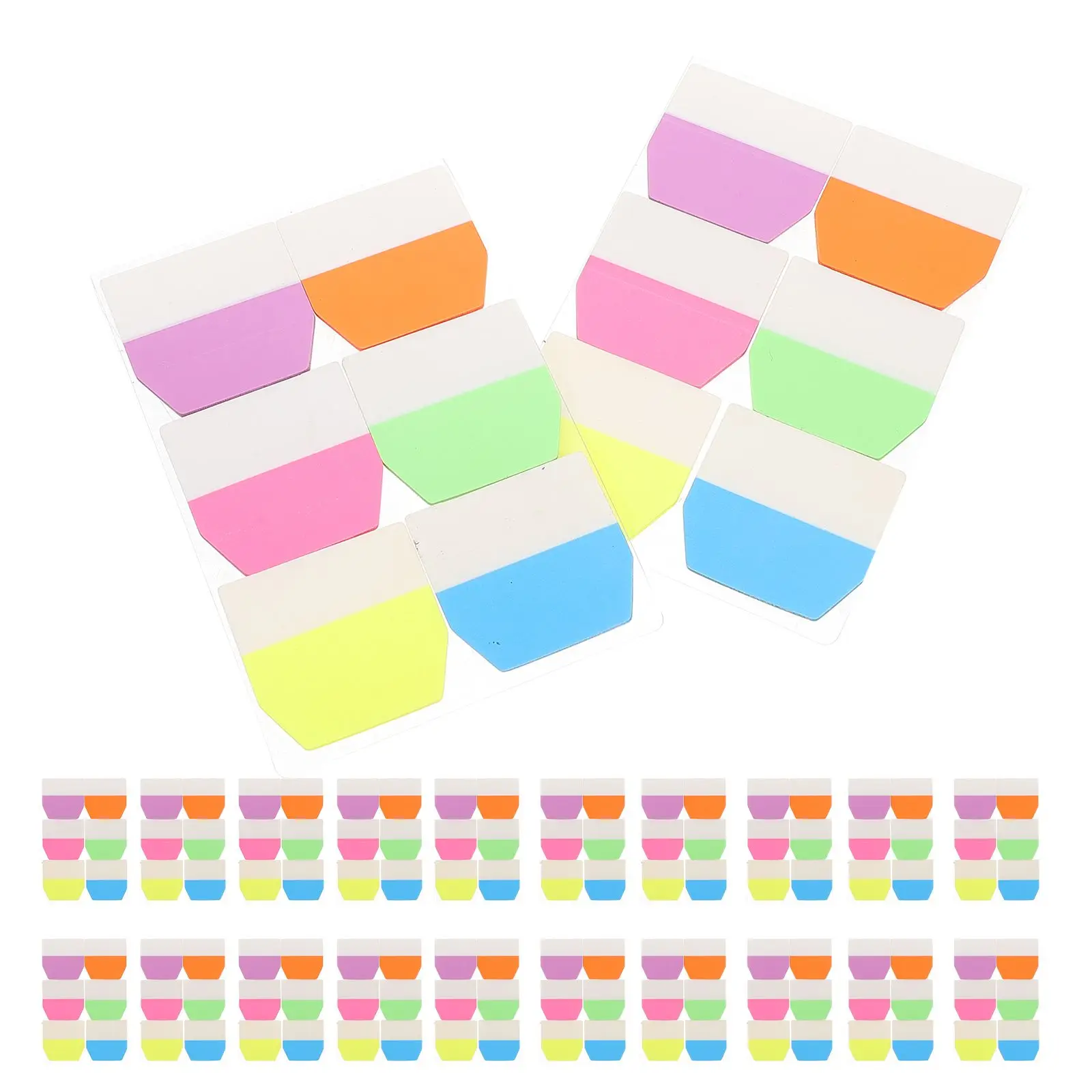 

600pcs Colorful Tabs Fluorescent Stickers Bookmark Annotating Supplies Index Divider Transparent Base Reusable Note