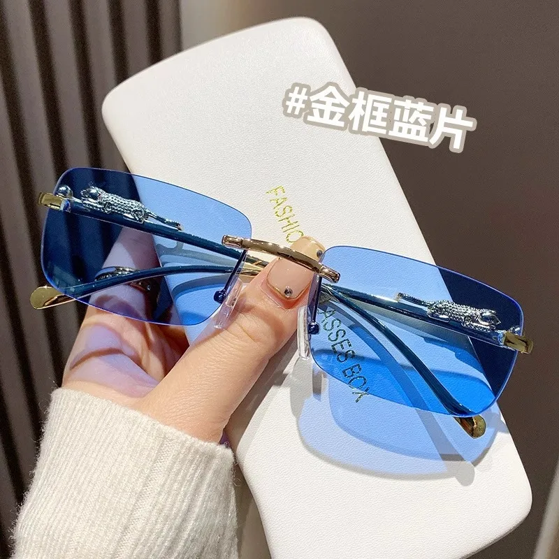 

Frameless Metal Leopard Sunglasses For Men And Women Borderless Square Ocean Film UV Protection Personalized Sunglasses