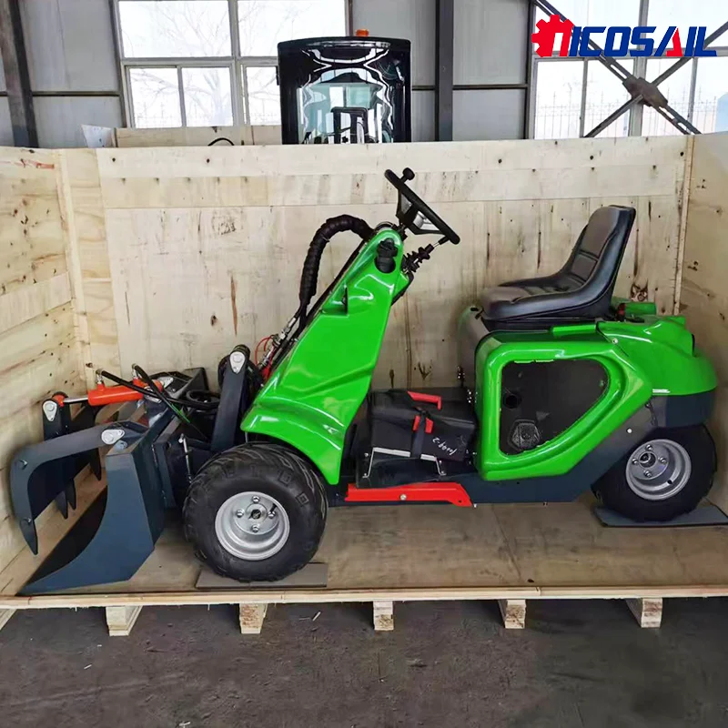 

Small sliding steering loader with accessories, household wheel loader, compact hydraulic micro loader