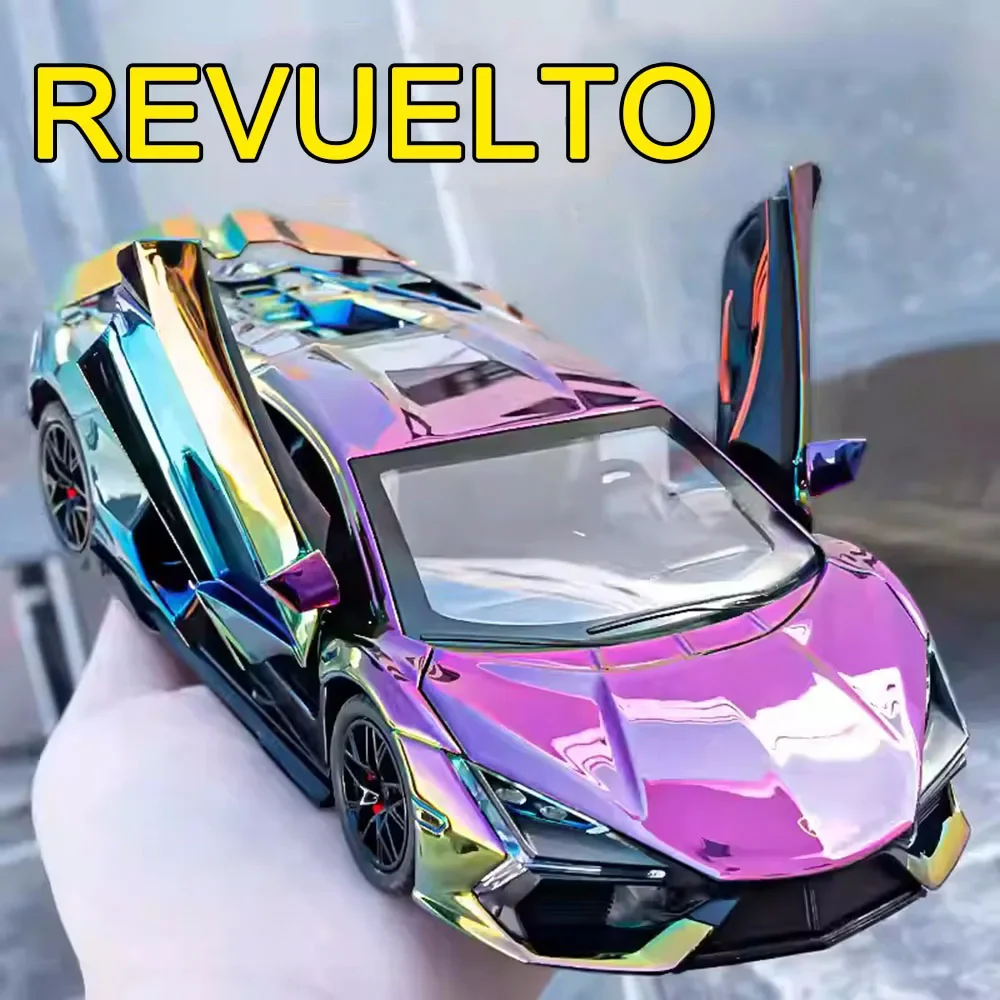 1:24 Lambor Revuelto Toys Cars Models Alloy Diecast with Light Sound Supercar Wheel Pull Back Vehicles Kids Children's Day Gifts