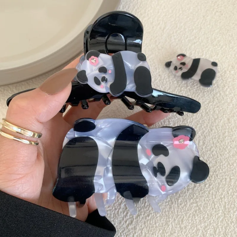 Super Cute Animal Panda Hair Claw Clip National Treasure Panda Eating Bamboo Hair Clip Duckbill Clip Hair Accessories for Women