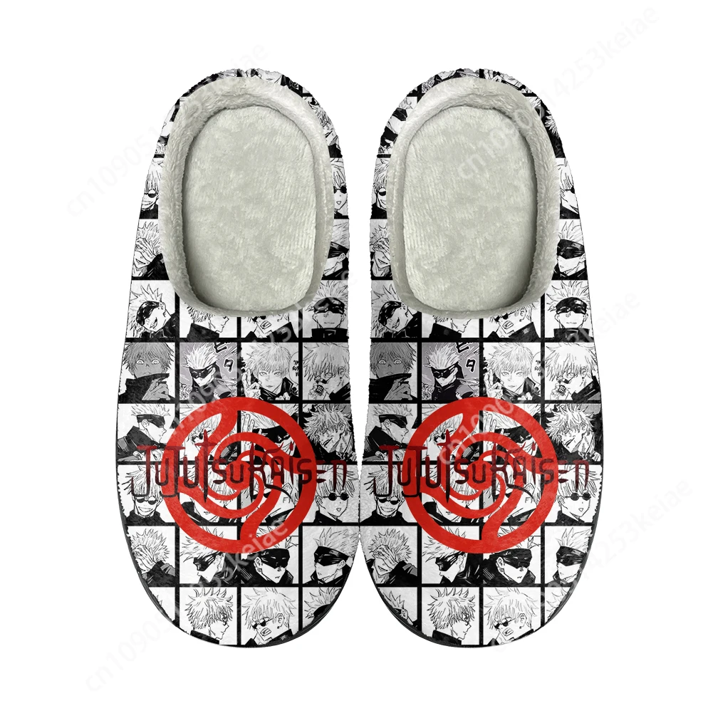 Jujutsu Kaisen Satoru Gojo Home Cotton Custom Slippers Men Women Sandals Plush Rock Band Casual Keep Warm Shoes Thermal Slipper