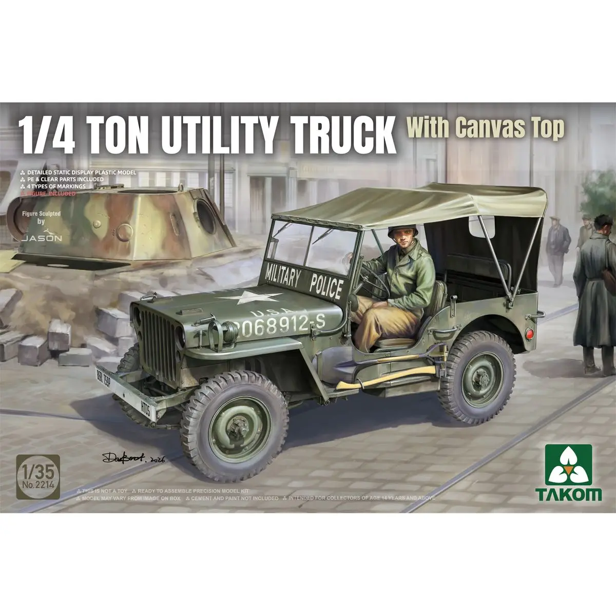 TAKOM 2214 1/35 U.S. 1/4 Ton Utility Truck with Canvas Top - Scale Model Kit