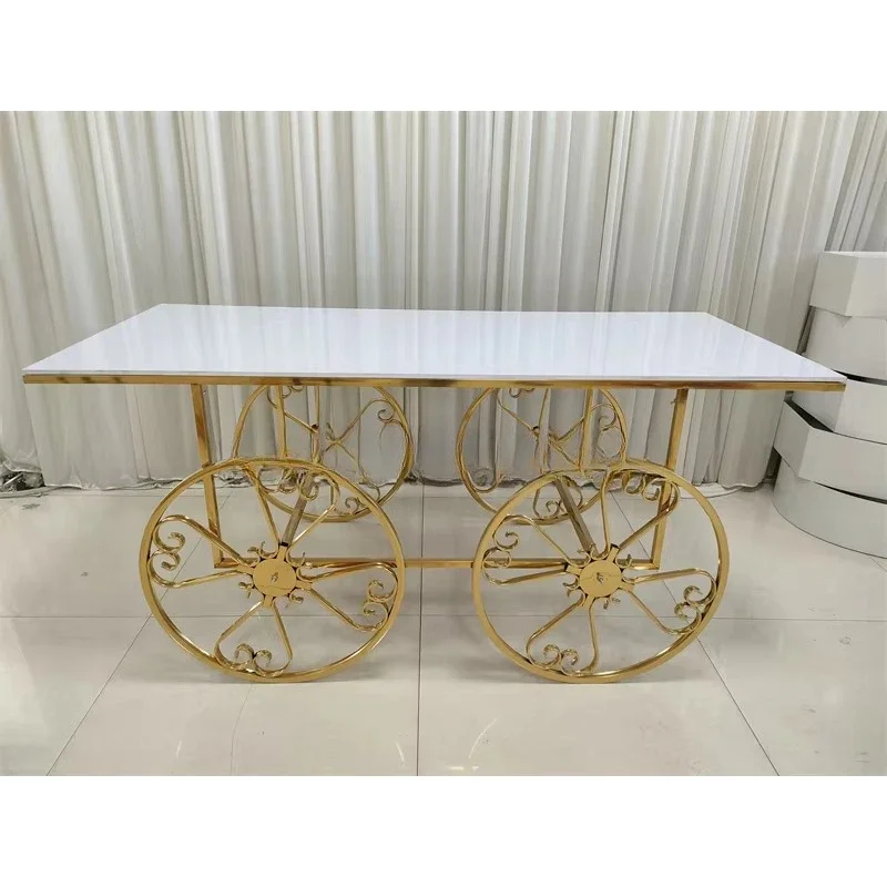 Großhandel maßgeschneiderte Gold Candy Cart Sweet Cart Dessert Cart Display Racks für Event Party Dekoration