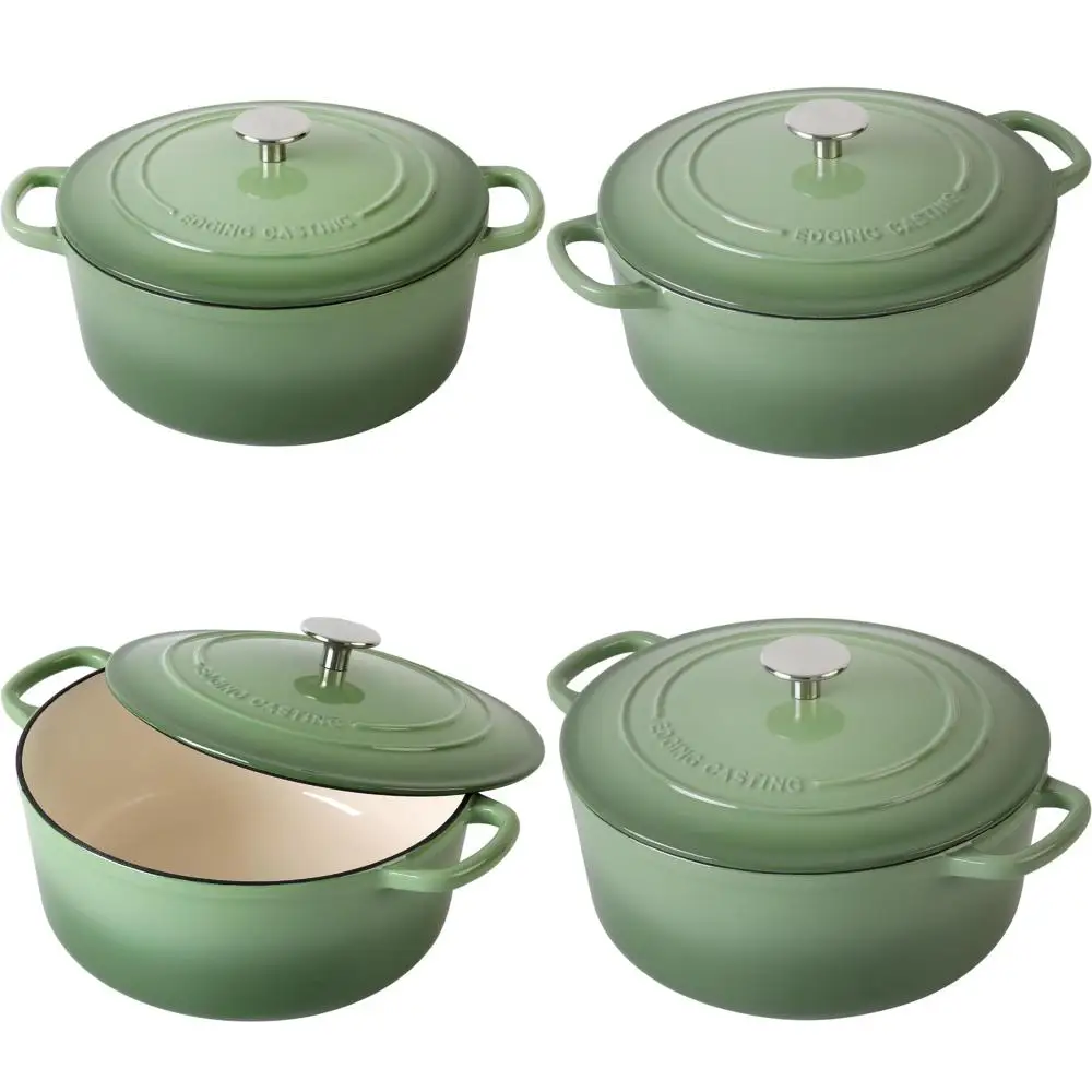 

7-литровая фисташково-зеленая чугунная голландская печь с двойными ручками для выпечки и приготовления хлеба