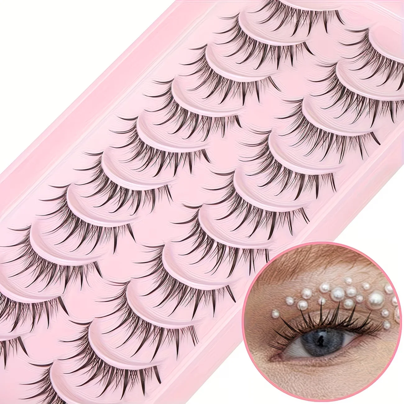 ‌ 10 Paar Wet-Look-Wimpern – natürliche Cluster-Wimpern im Manga-Stil, Anime-Kunstwimpern, fein und flauschig, koreanischer Make-up-Stil, Cle