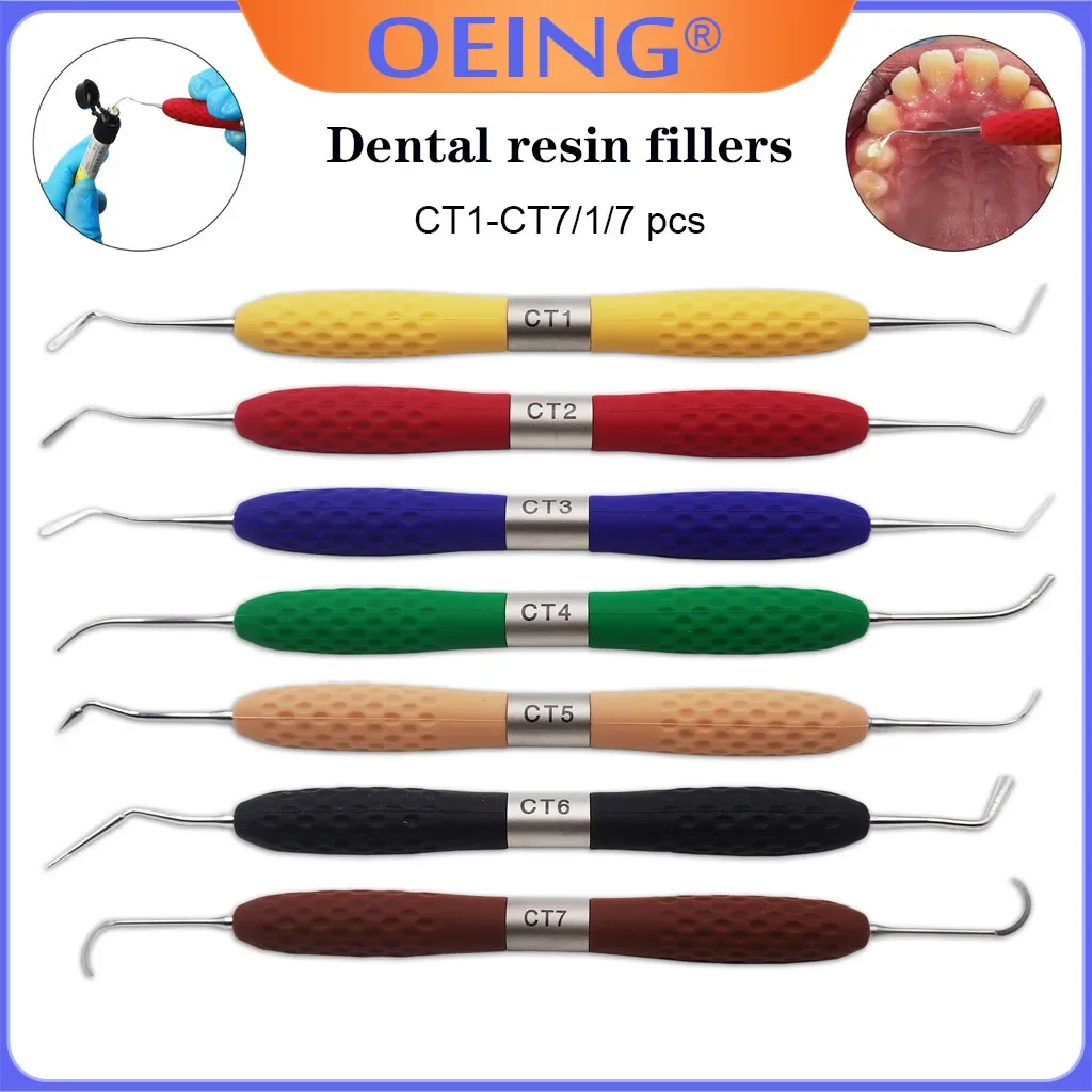 Dental Resin Filler Aesthetic Restoration Kit Composite Resin Filling Spatula With Silicone Handle Spatula Dentistry Tools