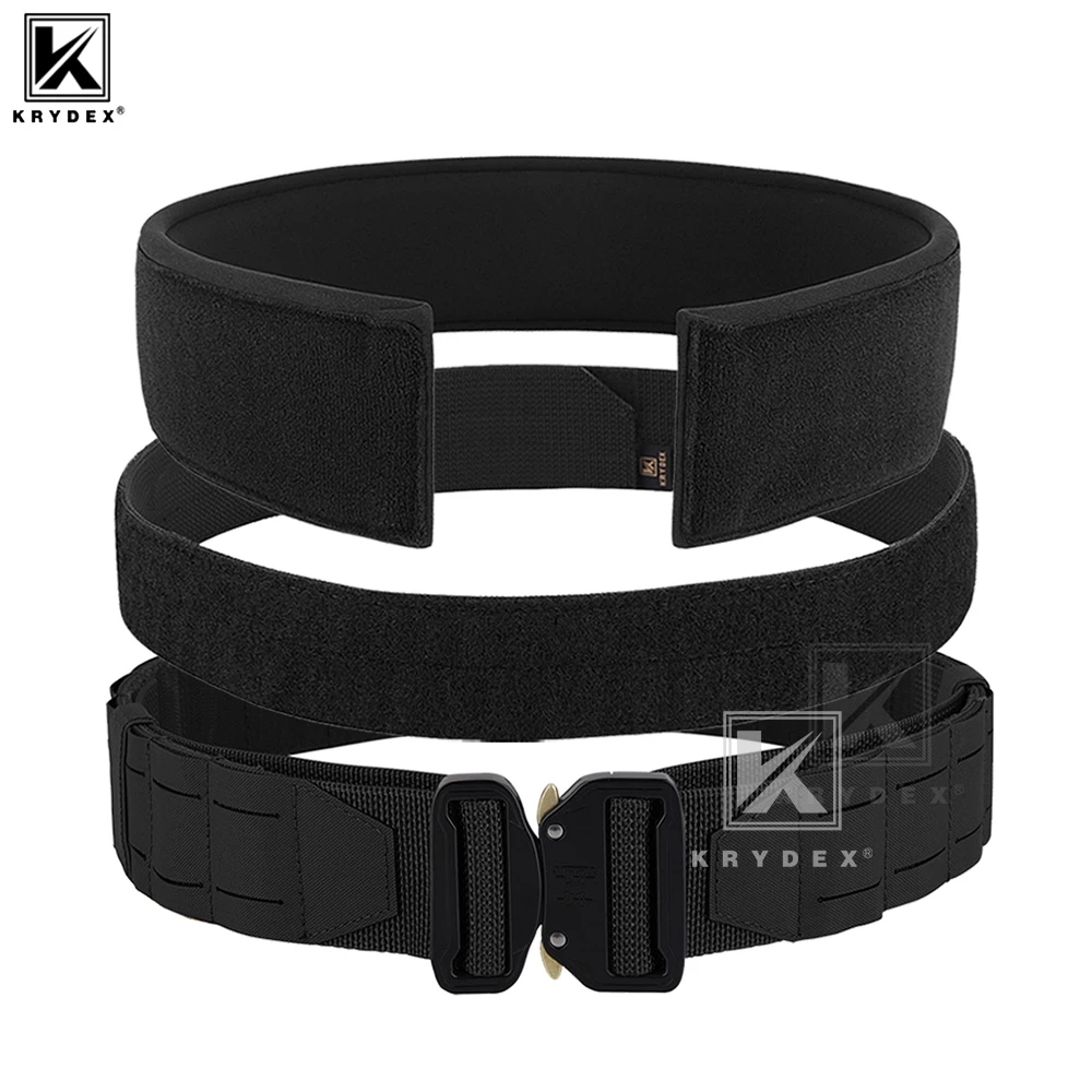 KRYDEX Taktischer 3-in-1 lasergeschnittener MOLLE-Gürtel mit Schnellverschluss-Schnalle, 5,1 cm großer Kampf-Schießgürtel mit innerem Gürtel und Rückenstützpolster