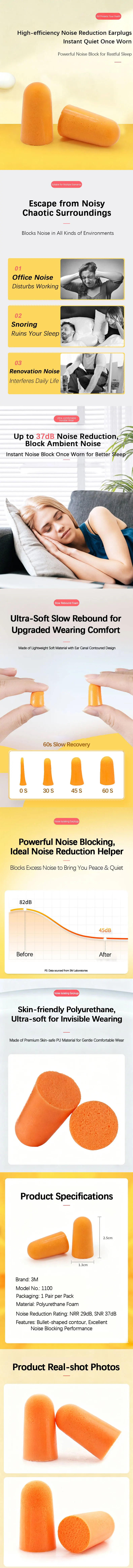3M 1100 Earplugs offer great noise reduction for students factory workers and daily sleep ideal pick for all side sleepers