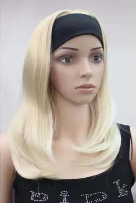 Brown Headband 3/4 Wigs Synthetic Straight for Women Ladies Daily Hair Wig