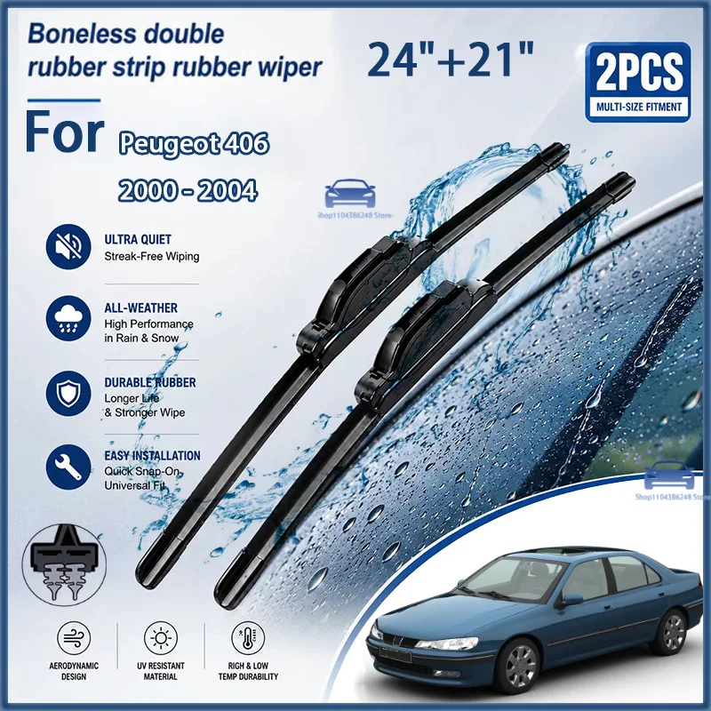 

Front Wiper Blades for Peugeot 406 2000 - 2004 Windshield Windscreen Clean Window Car Rain Brushes 24"+21" Modification Parts