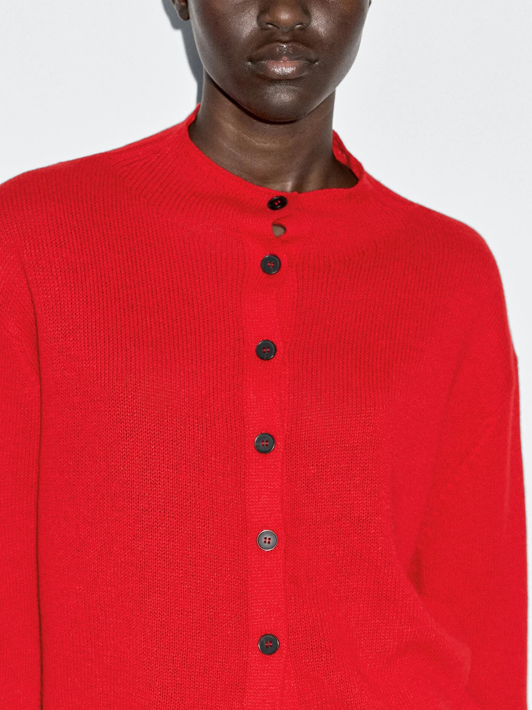 MD Women's Knitted Long Sve High Collar Cardigan Casual Sle Commute Red Aosphere Sense New Arrival Autumn Faion