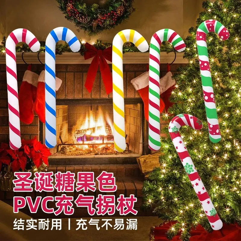 JMZ Inflatable Christmas Candy Cane PVC Blow Up Xmas Decoration Stick Toy for Kids Party Home Garden Holiday Novelty Gift