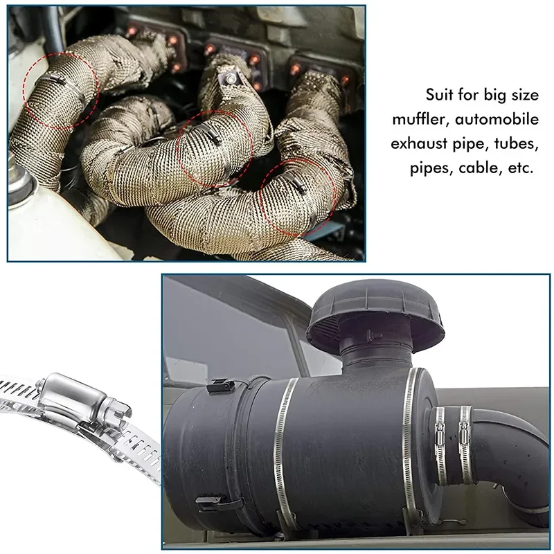 Aço inoxidável braçadeira de mangueira, Worm Gear Pipe, duto braçadeira de mangueira, 8 fixadores Worm, ajustável, 11.5 pés, 3.5m, Novo