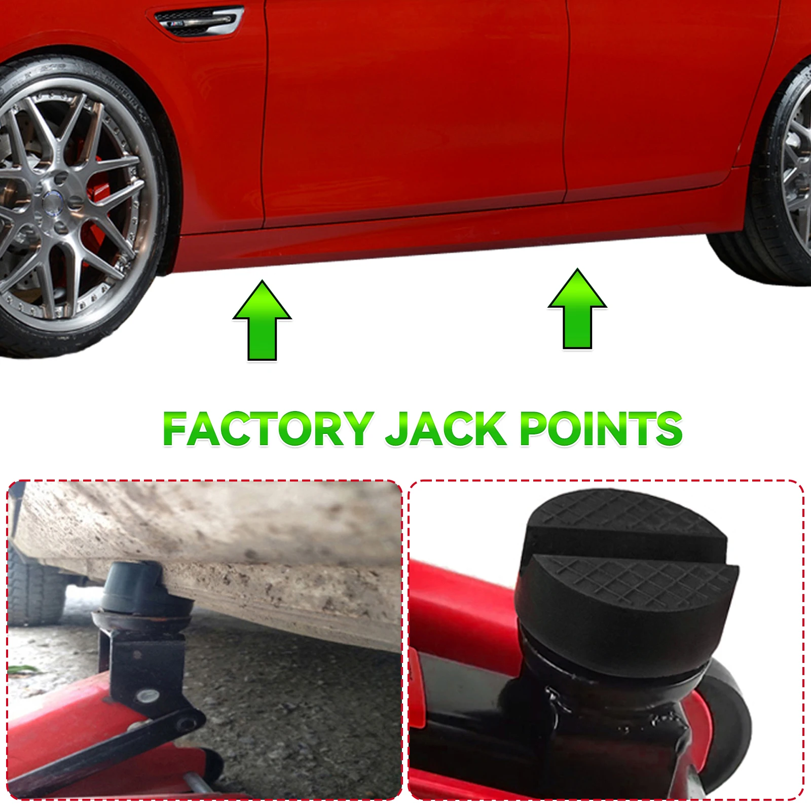 2Pcs Universal Car Lift Jack Stand Rubber Pads Black Rubber Slotted Floor Jack Pad Frame Rail Adapter For BMW Audi Benz Skoda