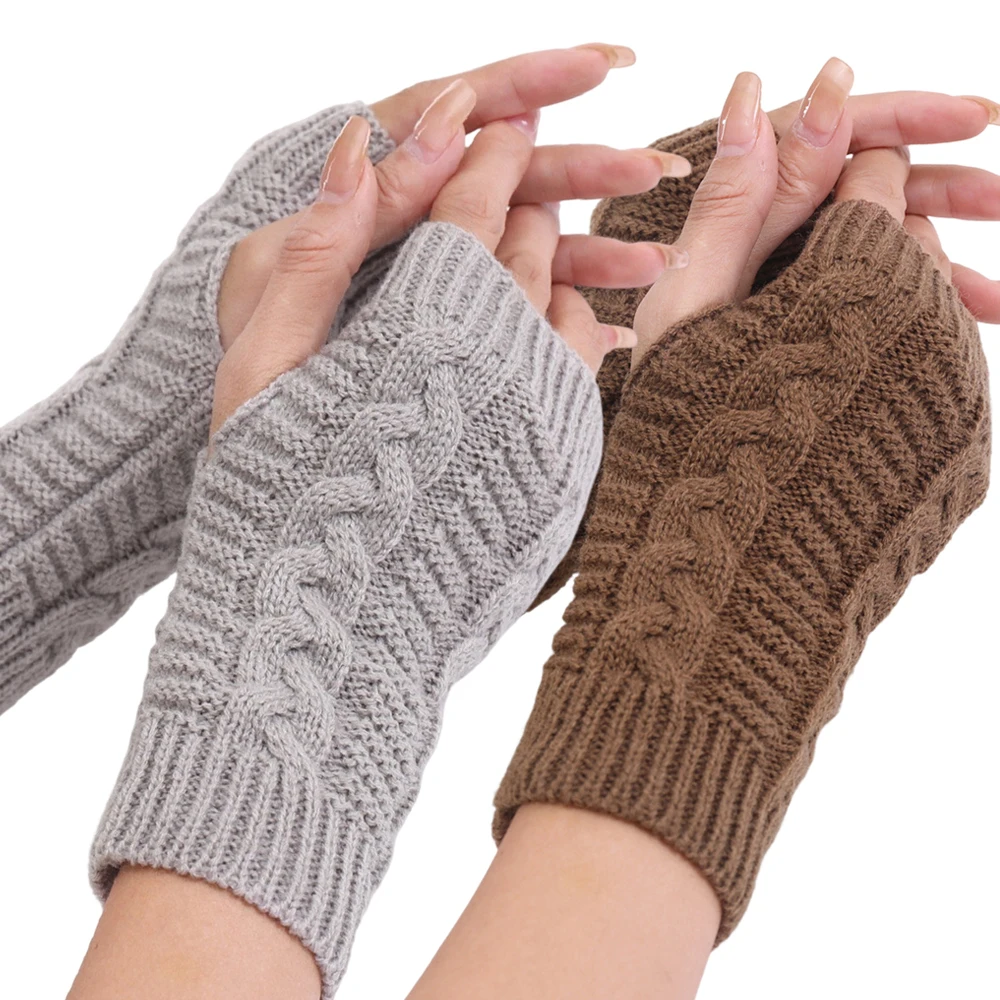 

Half Finger Gloves for Women Winter Soft Warm Wool Knitting Arm Gloves Soft Warm Mittens Handschoenen Unisex Guantes Mujer Ne