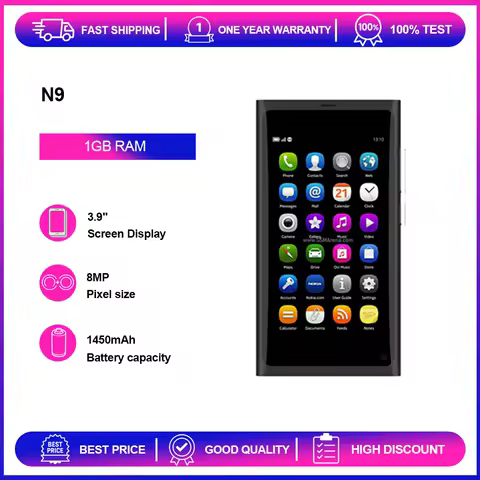Refurbished Unlocked N9 N9-00 8MP 1450mAh 1GB RAM 16GB ROM 3.9 inches Phone Russian Arabic Hebrew Keyboard Good Condition