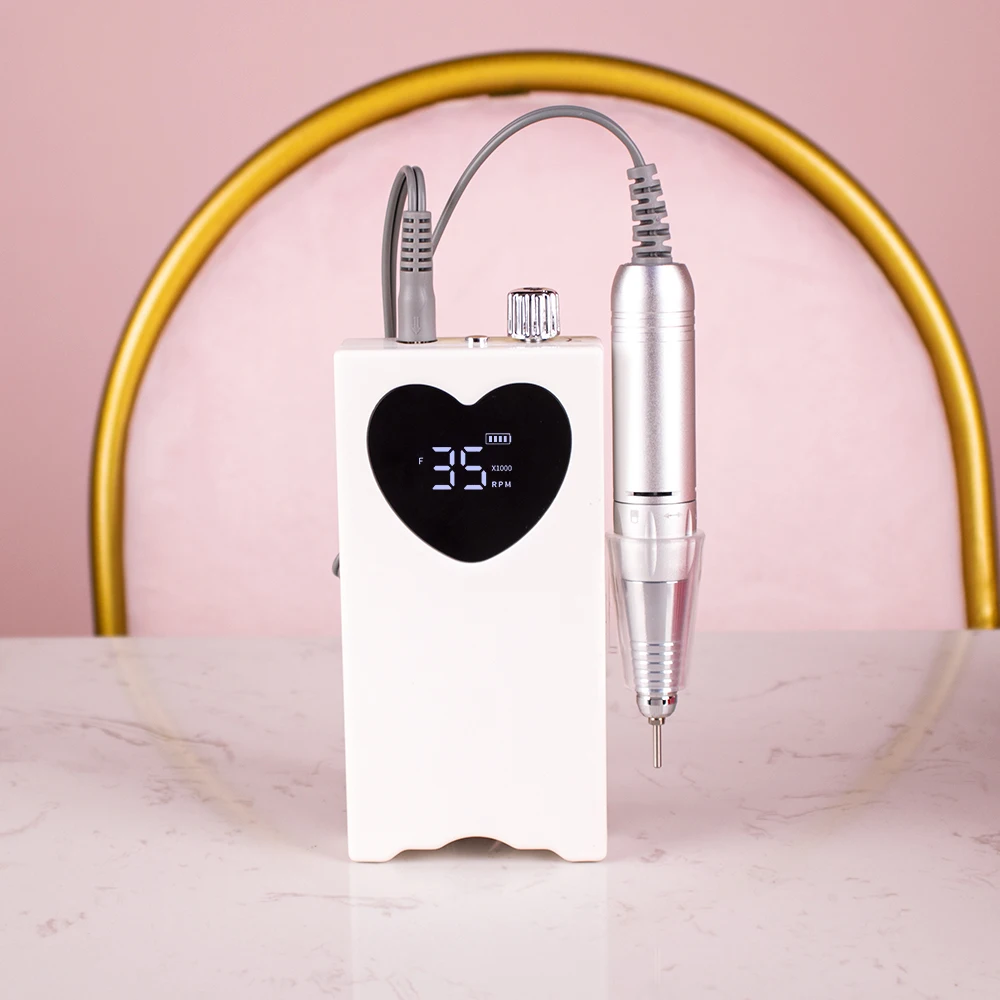 45W professionale per salone di bellezza strumento per manicure con schermo a cuore elettrico ricaricabile con spazzola di carbone pratica trapano per unghie