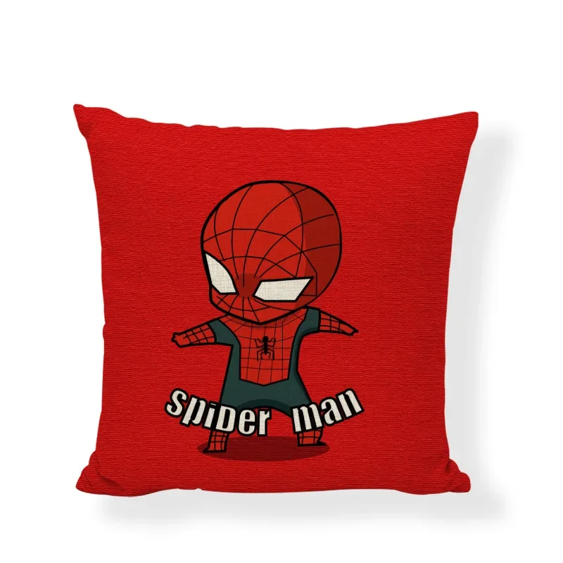 45*45 Disney Marvel Superhero Spiderman Ironman Hulk Wolverine Captain Pillow Covers Avengers Cars Home Indoor Silk Pillowcases