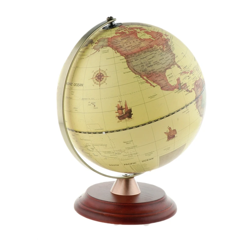 Large Wooden Globe Ornaments LED Light Vintage Geografia Globo Do Mapa Mundi Earth World Globe Constellation Map Desktop Decor