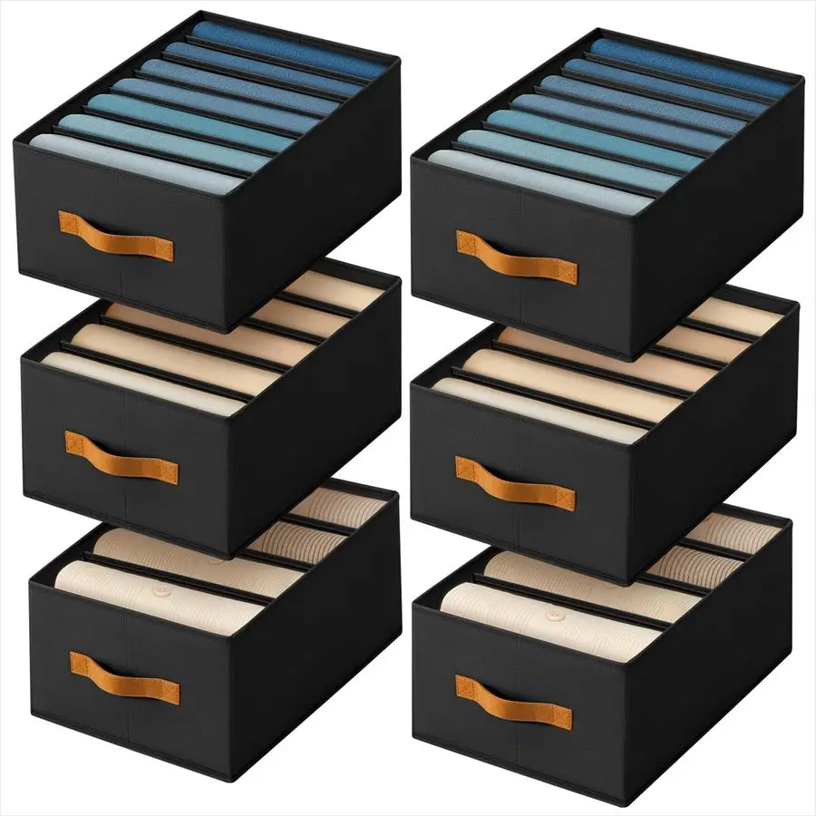 

Organizers and Storage 4 5 7 Grids Fabric Jeans Organizer with Handles, Foldable Closet Organizers Dividers, Wardrobe organizer