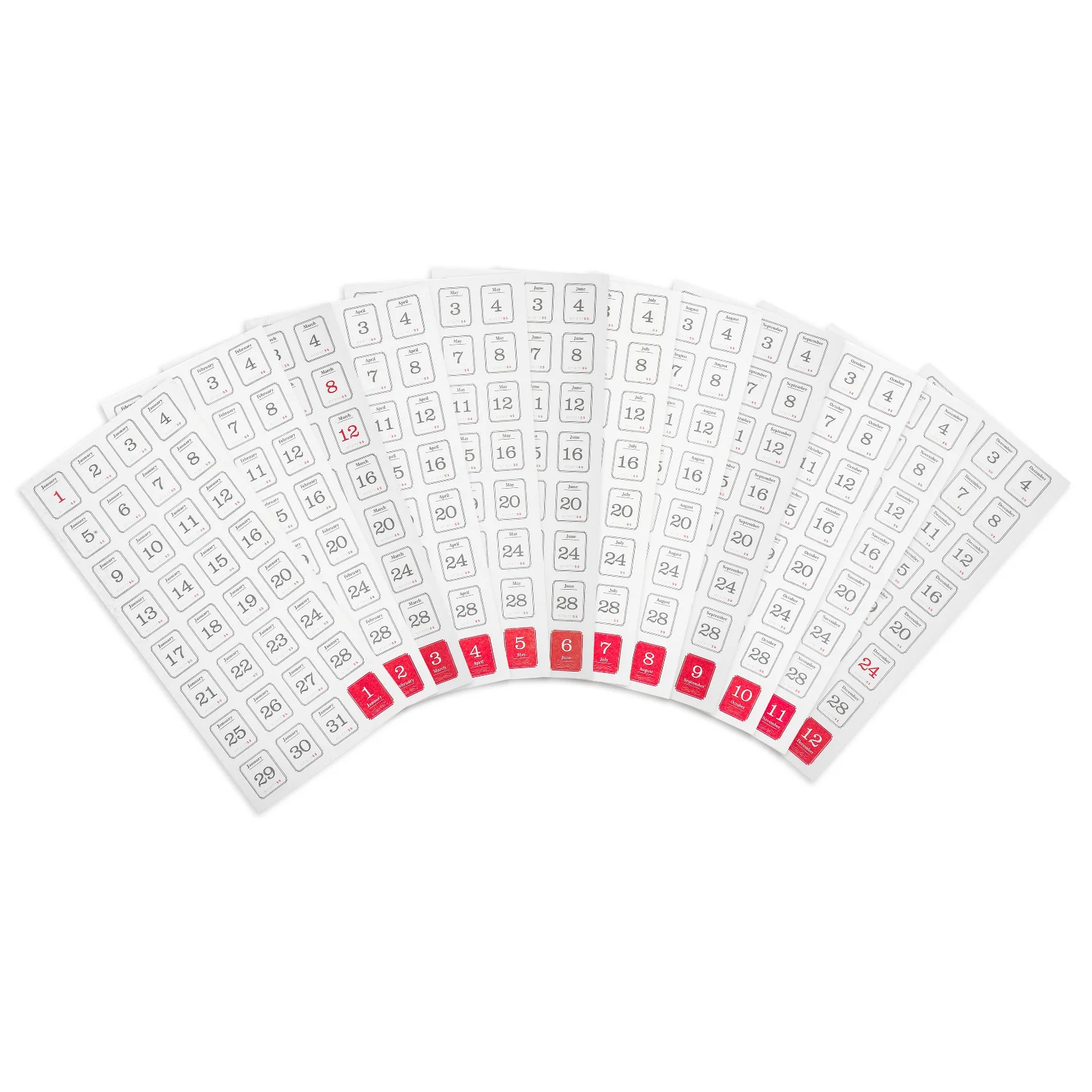 12 قطعة من ملصقات المخطط الشهرية، ملصقات التقويم اللاصقة، علامات تبويب الأرقام المحمولة للمدرسة والمكتب، مخطط الاستخدام المنزلي #5